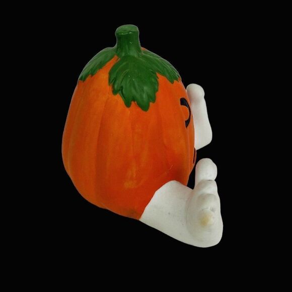 Vintage Anthropomorphic Crying Pumpkin Figurine Halloween Jack O Lantern Autumn - Picture 2 of 7